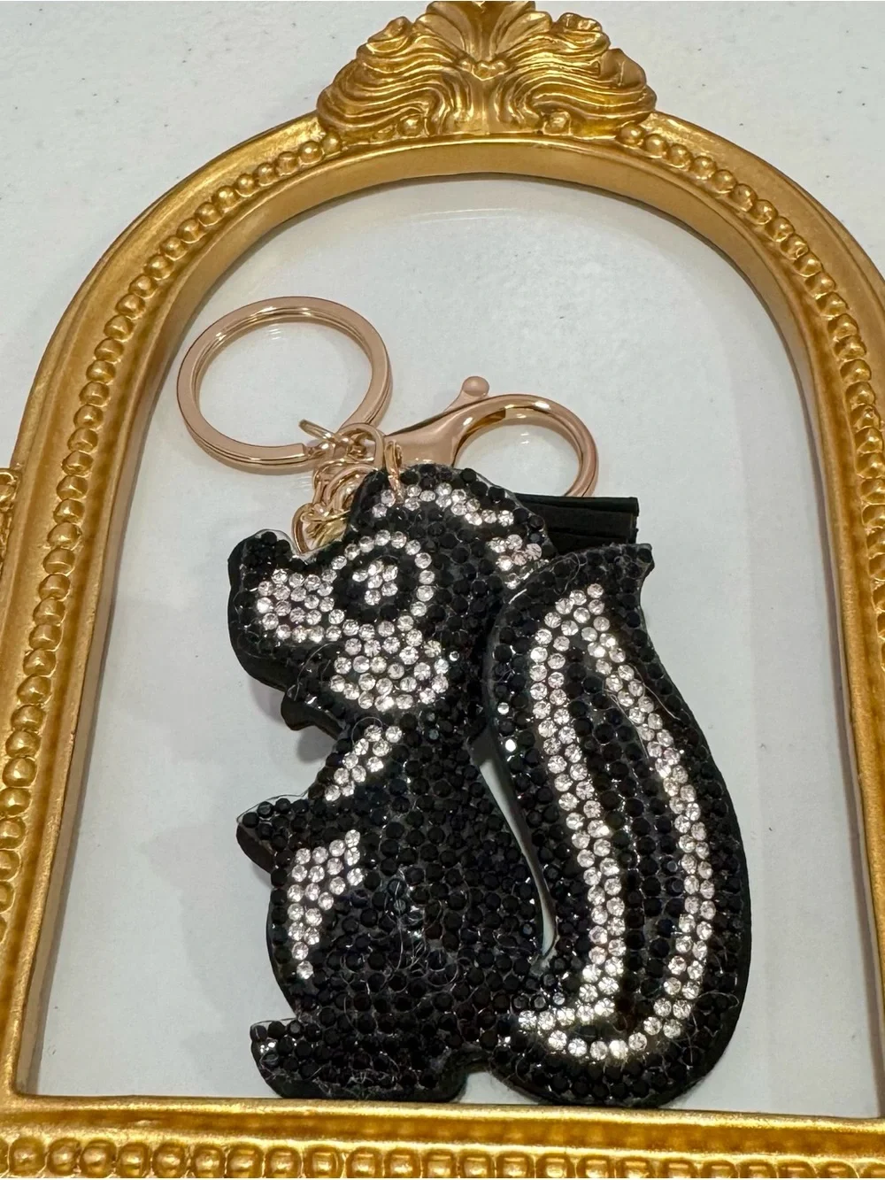 New Black Crystal Skunk  Keychain